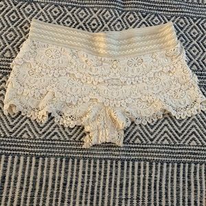 White crocheted shorts